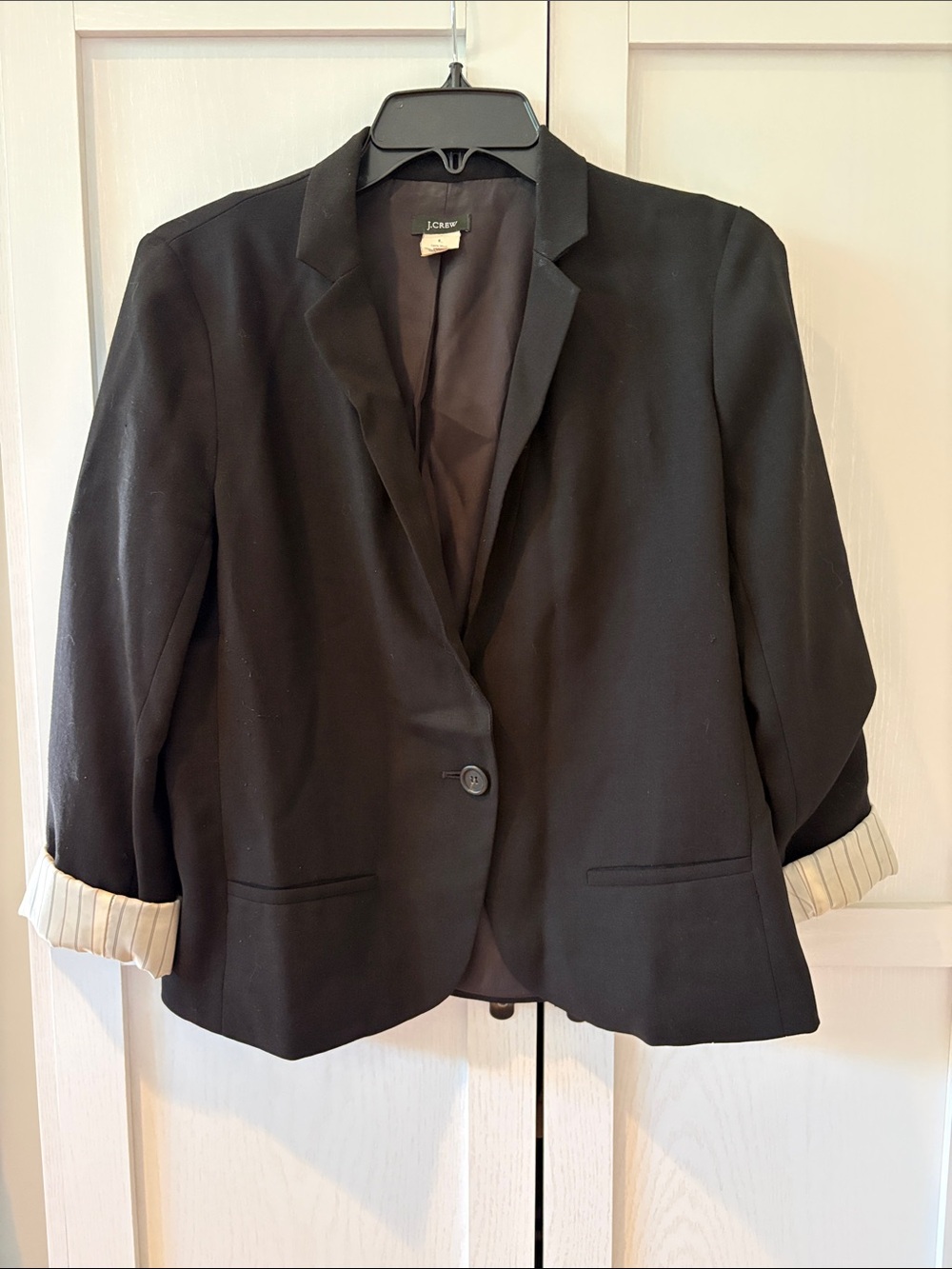 J. Crew Black Women's Blazer Jacket 100% Wool Size 6